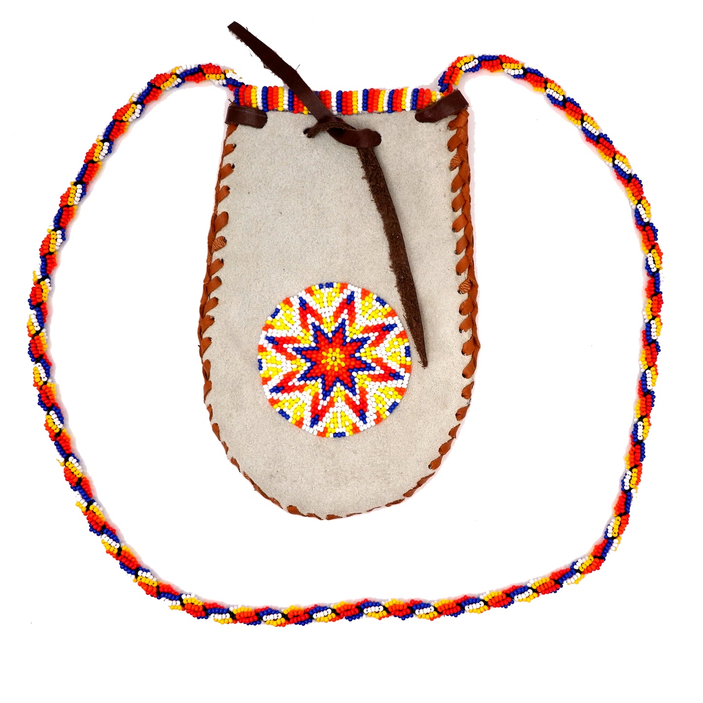 Skórzana torebka z koralikami